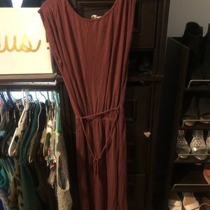 Casual Maroon Midi Belted Dress by Lyss Loo- Size Medium